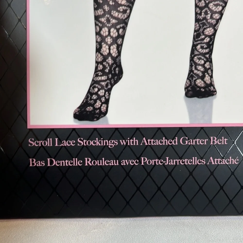 NWT Leg Avenue Scroll Lace Stockings with Attached Garter Belt 1X/2X PLUS SIZE